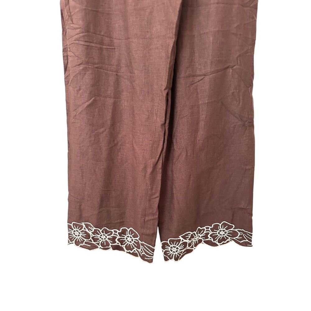 ABERCROMBIE & FITCH Gemma Linen Blend Wide Leg Pant Brown Medium NWOT - Picture 4 of 5